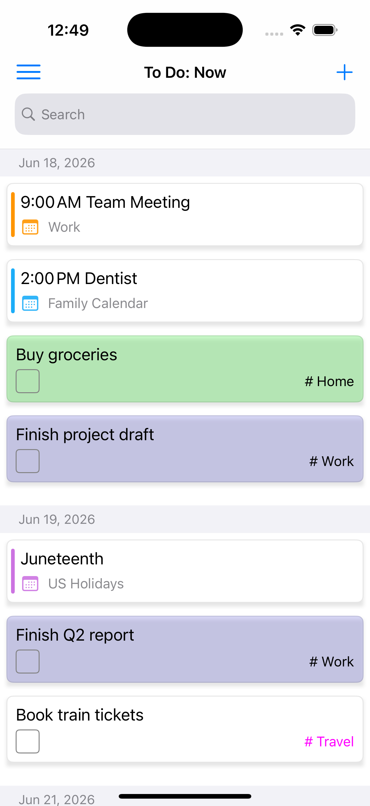 To Do: Now Timeline screenshot